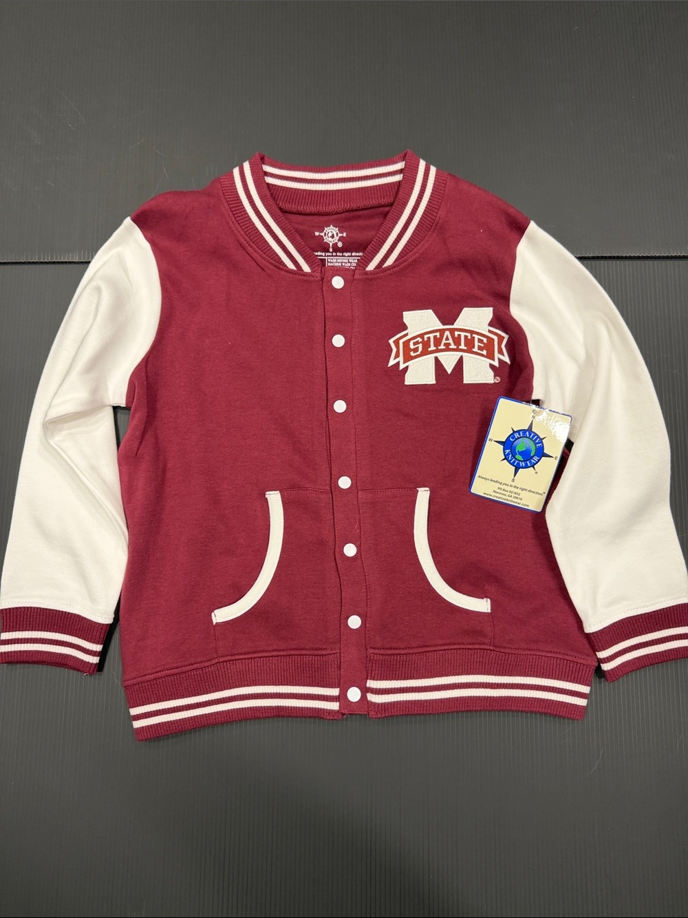 Kids Maroon & White 'State' Varsity-Style Jacket